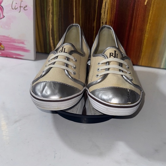 Ralph Lauren Women's Metallic Canvas Sneakers - Size 9B - Picture 2 of 10